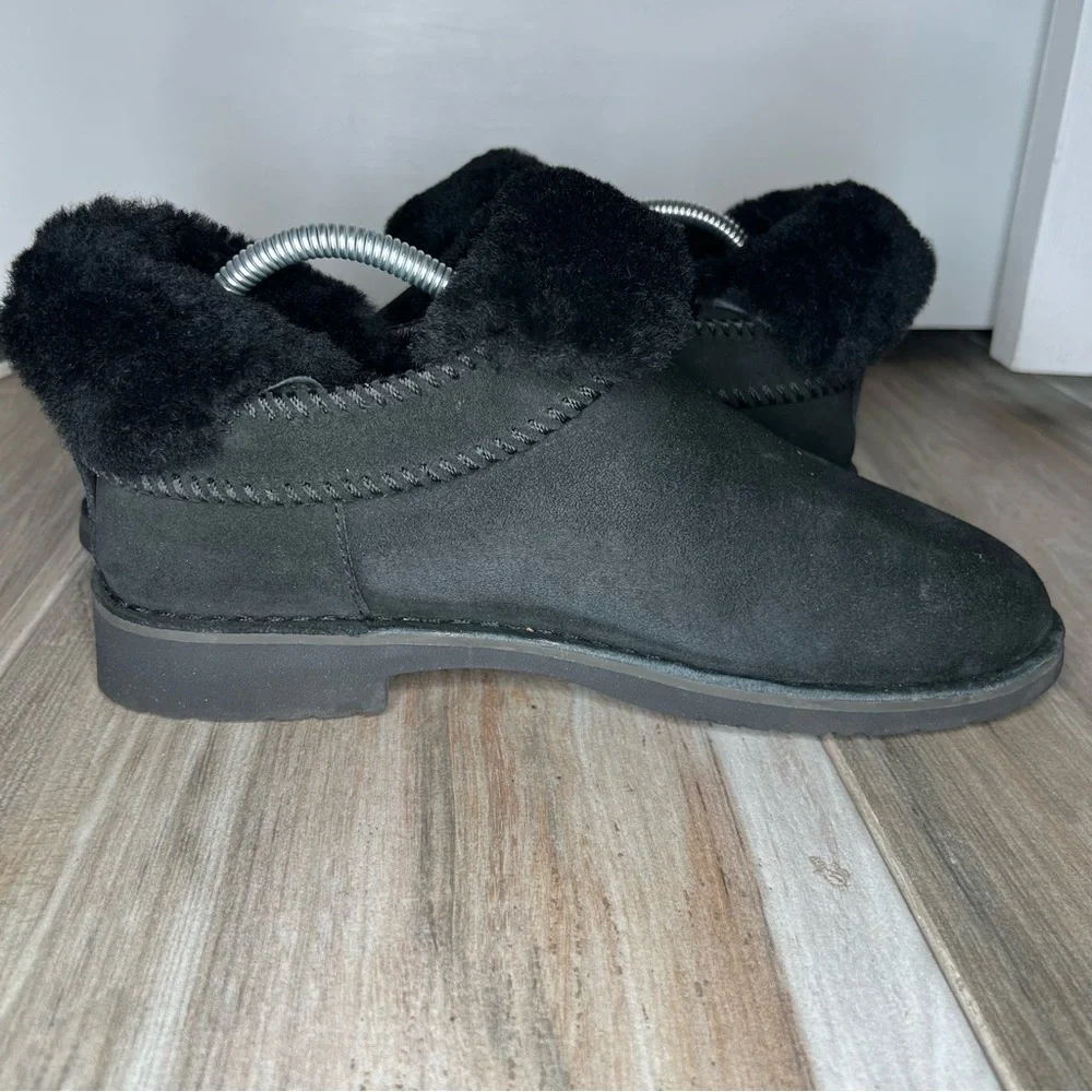 UGG McKay Women's Boots 10 Black Suede Sheepskin Pull-on Ankle Booties 1012358